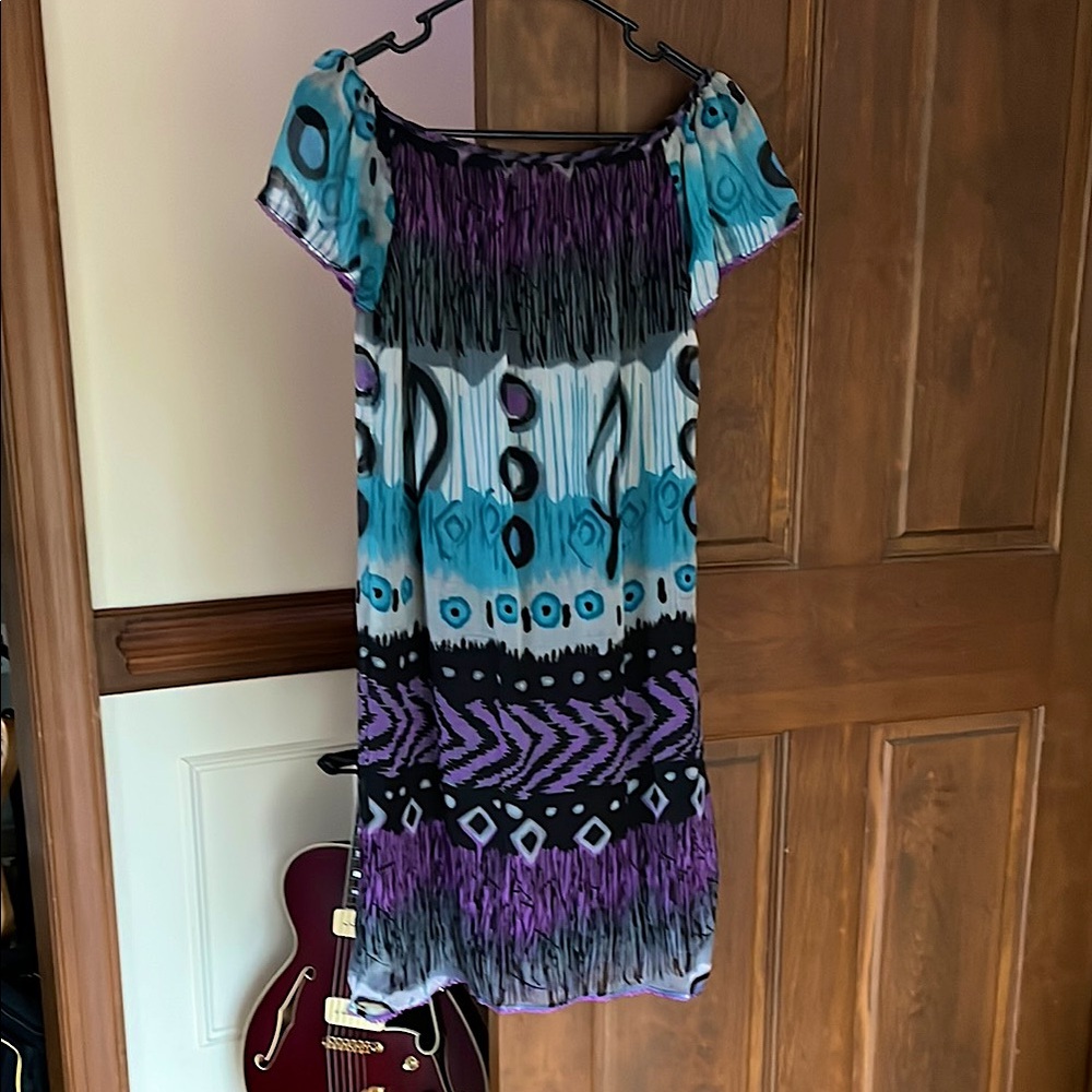 Colorful boho boatneck summer dress, new with tags.